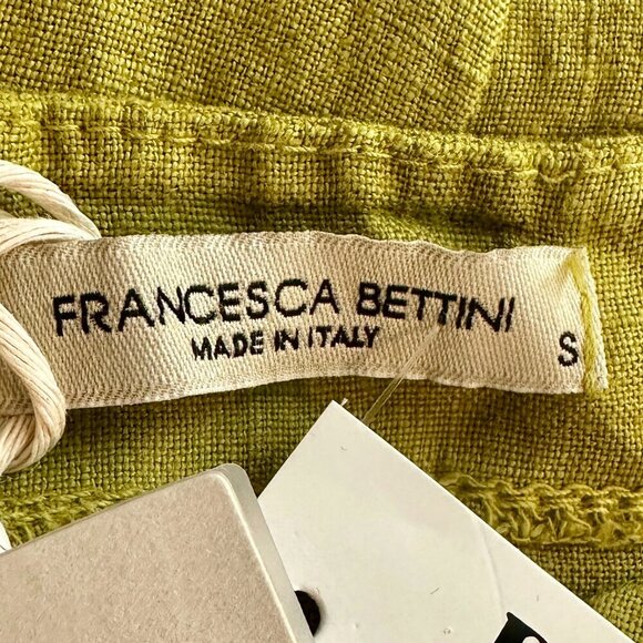 Francesca Bettini Women's 100% Linen Midi Dress Size S Green Tiered Design (NEW) - Picture 3 of 12